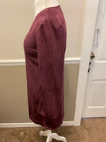 Womens Juniors Medium Charlotte Russe Burgandy Plum Classic Sheath Bell Long Sleeve Short Dress Vneck NWOT