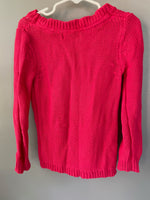 Girls Gap Kids XS Size 4/5 Bright Pink Cable Knit Long Sleeve Sweater 100% Cotton