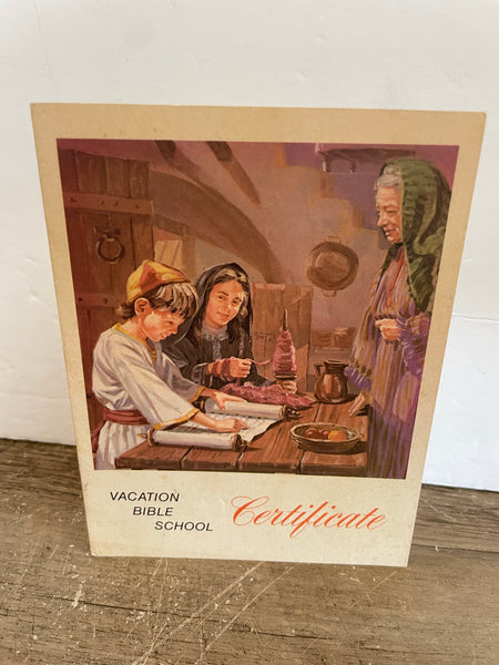 + Vintage VACATION BIBLE  School CERTIFICATE Booklet 1975 Ephemera