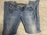 +* Women’s Junior’s Miss Me Jeans 29” Waist Slightly Distressed Embroidered & Beaded Pockets Boot Cut