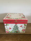 Holiday Christmas Gift Decor Box Red Birds & Poinsettias, 2019 Heavy Cardboard Flip Top