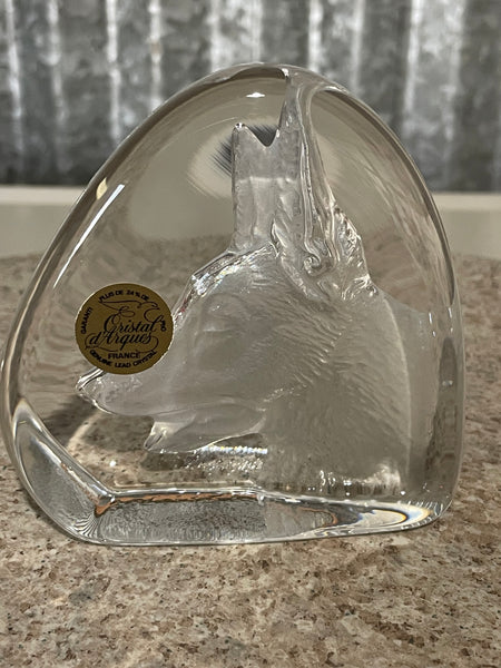 a** Cristal d’Arques France Lead Crystal Glass German Shepherd Paper Weight
