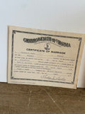 + Vintage 1957 Virginia (2) Certificate of Marriage (Downey/Blackiston) B&W
