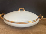 + Vintage Pfeiffer & Lowenstein Schlackenwerth Austria Empire II White China Gold Rim SERVING DISH w/ LID 1940s