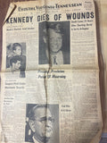 +* AS-IS Vintage Bristol Virginia Tennessean RFK Kennedy DIES Jun 6 1968 Newspaper