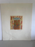 *^ Japanese Fukuoka Nobuo Original Art Expressionism Portrait Drawing Watercolor Signed - One