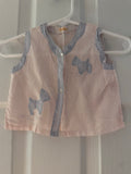 € Vintage Infant Baby Girl Light Pink & Blue Sleeveless Top with Dog Appliqués
