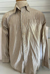 * Mens Medium Wrangler Jean Company Tan Stripe Button Down 100% Cotton Long Sleeve Shirt
