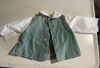 Baby Girls 18-24 Months Green & White Checkered Dress Long Sleeve Collar Clown Applique
