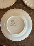 +* Vintage 1940s Sebring Golden Ware Indian Tree Set/3 6.25” Bread Plates 22 Carat Gold Rim