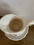 + Vintage ENESCO Japan Small Pitcher and Bowl Blue & White Pressed Flowers