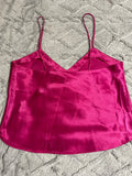 +* Womens Juniors Laura Adams XXSmall Pink Satin Cami Crop Top Spaghetti Straps V-Neck