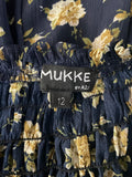 +* Womens Juniors Sz 12 Navy Blue Floral Print Smocked Coulette Jumpsuit Romper by Mukke