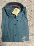** Men’s NWT St John's Bay Vintage Canvas Large Dark Aqua Blue Long Sleeve Button Down Work Shirt Cotton