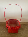 +* Small Red Basket Woven Wood With Handle & Plastic Liner Holiday Valentines Day