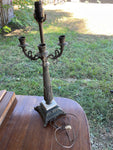 * Antique Parlor Table Lamp Brass On Marble Base Missing Arm Damaged Parts Only