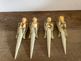 € Vintage Hanging Angels Icicle 5” Ornaments 4 Designs Musical Instruments Set of 15 Ivory