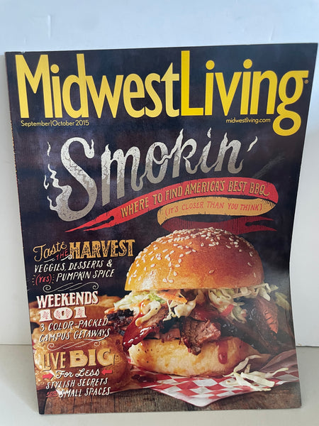 <€€ MIDWEST LIVING Magazine Where to Find Best Smoking’ BBQ Sept/Oct 2015