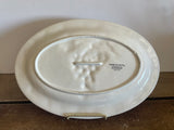 Vintage Antique White 14” Oval Platter With 3D Raised Grapes & Leaves by HOME ACCENTS