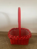 +* Small Red Basket Woven Wood With Handle & Plastic Liner Holiday Valentines Day