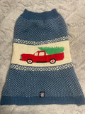 +* Dog Sweater Large Blue & White Christmas Tree Truck 21” L