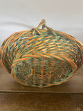 +* Medium Basket Woven Wood With Handle w/ Green Accents