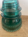 +^ Vintage Aqua Green Glass Telephone Pole Insulator HEMINGRAY #42 Made in USA Beaded