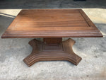 Vintage TV Accent Table Pedestal on Rollers Heavy Wood Grain Plastic