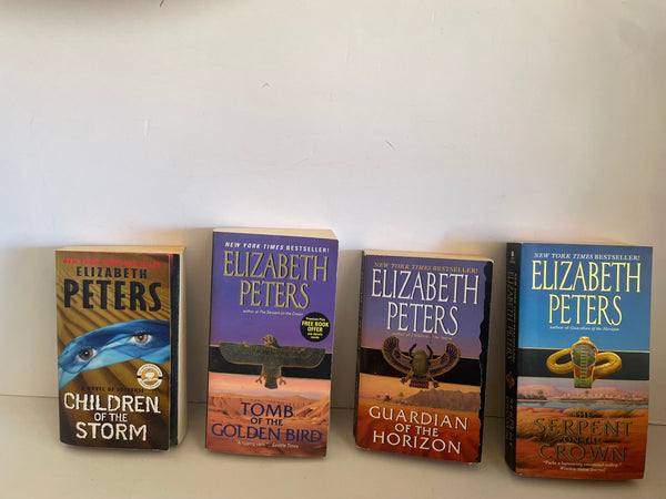 <€€ Elizabeth Peters Suspense Paperback Bestsellers Lot/4 Children Storm, Golden Bird, Guardian, Serpent