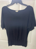 +* Womens Juniors Zenaxa Outfitters Small Black Short Sleeve Top Banded Waist