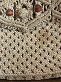 +* Vintage MACRAME Purse Bag Sand Beige Hippie Boho Woven Beaded