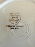 +* Vintage 1940s Sebring Golden Ware Indian Tree 8” Serving Bowl 22 Carat Gold Rim