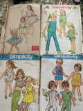 + Set/4 Vintage GIRLS Size 2 Toddler DRESS/Slip PANTS/Shorts TOPS Romper Patterns 1967-1971