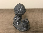 <€€* Vintage Hallmark Fine Pewter Girl Smelling Flowers 1975 Miniatures