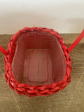 +* Small Red Basket Woven Wood With Handle & Plastic Liner Holiday Valentines Day