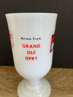 a** Vtg Milk Glass Coffee Pedestal Mug Country Music Wax Museum Nashville Tennessee