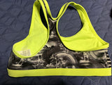+* Girls Sz 7/8 Medium Dance Sports Bra Lime Green & Black Island Rainbow