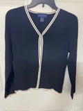 +* Women’s Junior’s Charter Club Black & White Petite Sz 6/8 One Button Cardigan Sweater
