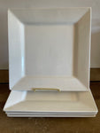 <€€ FOOD NETWORK Restaurant Ware White Square Luncheon/Salad/Dessert Plates Set/4 7.5”