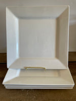 <€€ FOOD NETWORK Restaurant Ware White Square Luncheon/Salad/Dessert Plates Set/4 7.5”