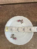 +* Set/2 4.25” White Tea Cup Saucers With Pink Rose Buds & Gold Rim Unbranded