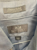 +* Mens Stafford Pinpoint Oxford 15-1/2 Sz 33 Fitted Blue Button Down 80% Cotton Long Sleeve Shirt