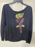 +* Y2K Women’s Junior’s Large Special Olympics Dawson County GA L/Sleeve Black Top Raised Graphic