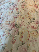 ~€ Vintage Full XL/Queen Flat Sheet by Dan River Floral Print White Eyelet Trim USA