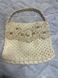 +* Vintage MACRAME Purse Bag Sand Beige Hippie Boho Woven Beaded