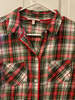 € Womens/Juniors XSmall Victoria’s Secret Red Green Plaid Long Sleeve Flannel Shirt