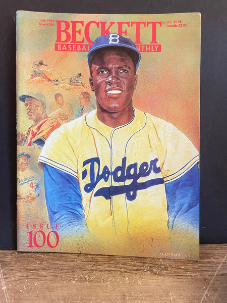 <€€ BECKETT BASEBALL CARD MONTHLY Magazine Vintage 1993 July #100 Jackie Robinson Dodgers