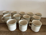 + Vintage Set/12 Gibson Housewares 3” Coffee Cups Mugs with Dual Green Rings