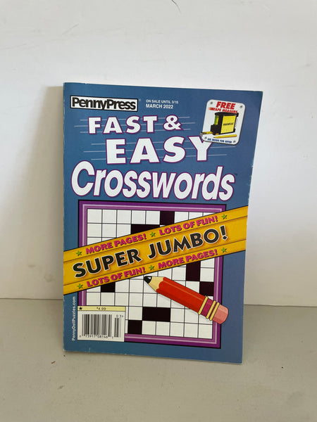 NEW Penny Press Fast & Easy Crosswords Super Jumbo Puzzle Book March 2022