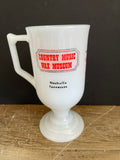 a** Vtg Milk Glass Coffee Pedestal Mug Country Music Wax Museum Nashville Tennessee